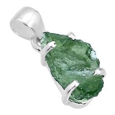 Clearance Sale- 5.10cts natural green moldavite (genuine czech) fancy 925 silver pendant u78210