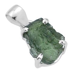 Clearance Sale- 5.90cts natural green moldavite (genuine czech) fancy 925 silver pendant u78218