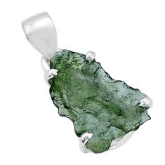 Clearance Sale- 5.61cts natural green moldavite (genuine czech) fancy 925 silver pendant u78230