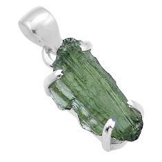 Clearance Sale- 7.22cts natural green moldavite (genuine czech) fancy 925 silver pendant u78236