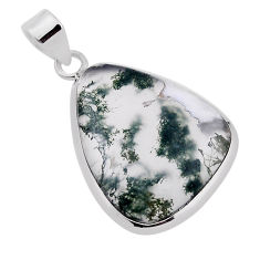 18.88cts natural green moss agate 925 sterling silver pendant jewelry n32060