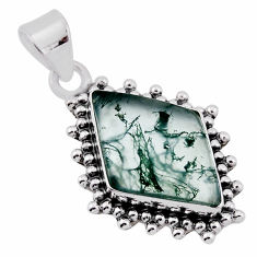 7.62cts natural green moss agate 925 sterling silver pendant jewelry n38201