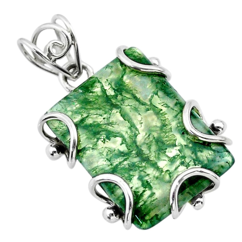 18.60cts natural green moss agate 925 sterling silver pendant jewelry t31868