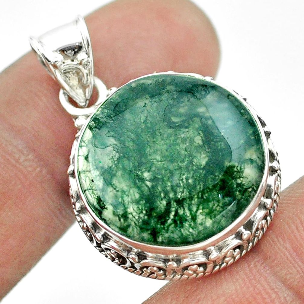 16.46cts natural green moss agate 925 sterling silver pendant jewelry t53222