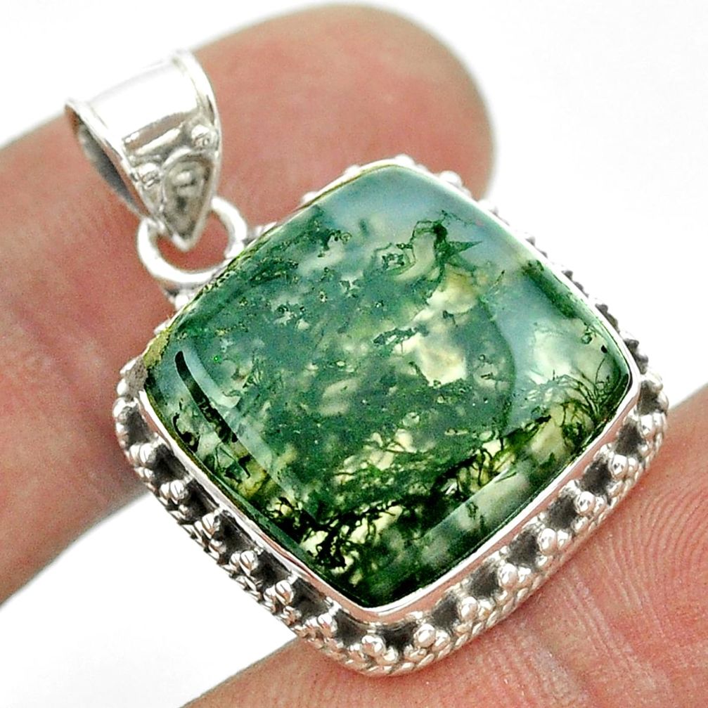 15.97cts natural green moss agate 925 sterling silver pendant jewelry t53231