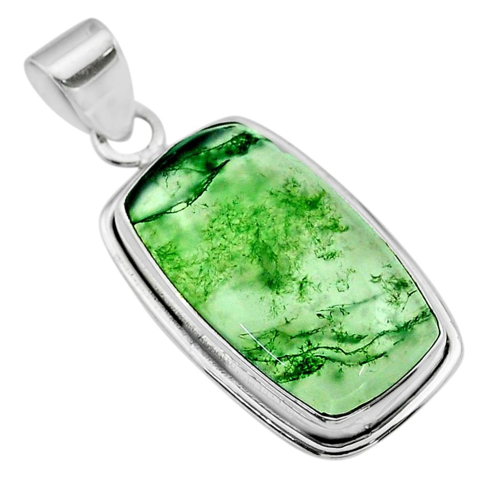 16.20cts natural green moss agate 925 sterling silver pendant jewelry t53581