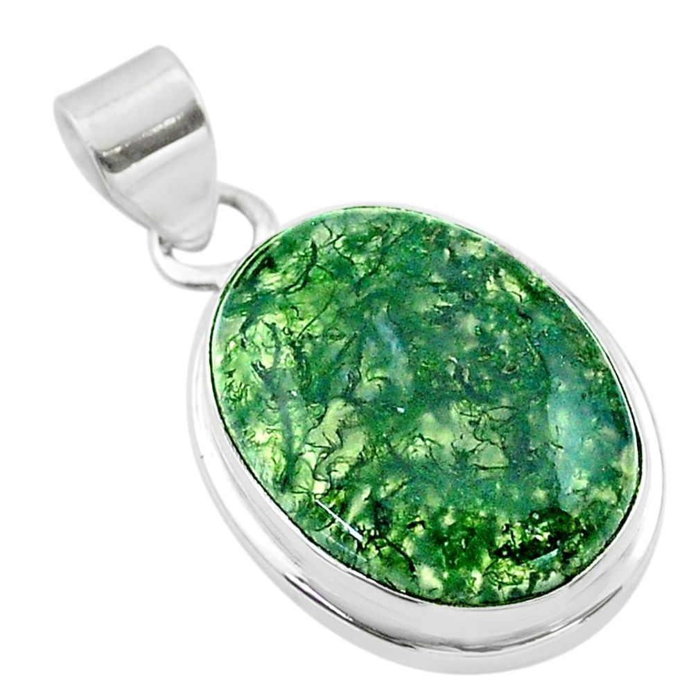 15.60cts natural green moss agate 925 sterling silver pendant jewelry t53587