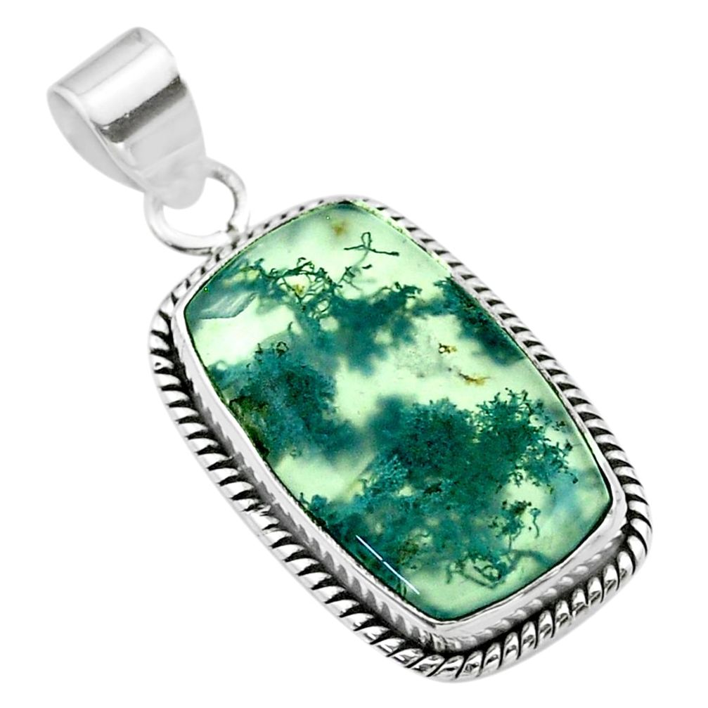 14.68cts natural green moss agate 925 sterling silver pendant jewelry t53589
