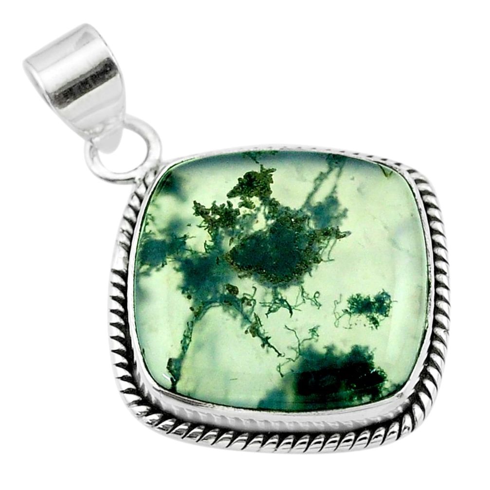 17.07cts natural green moss agate 925 sterling silver pendant jewelry t53590
