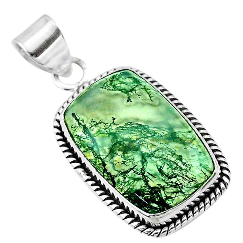 15.08cts natural green moss agate 925 sterling silver pendant jewelry t53592