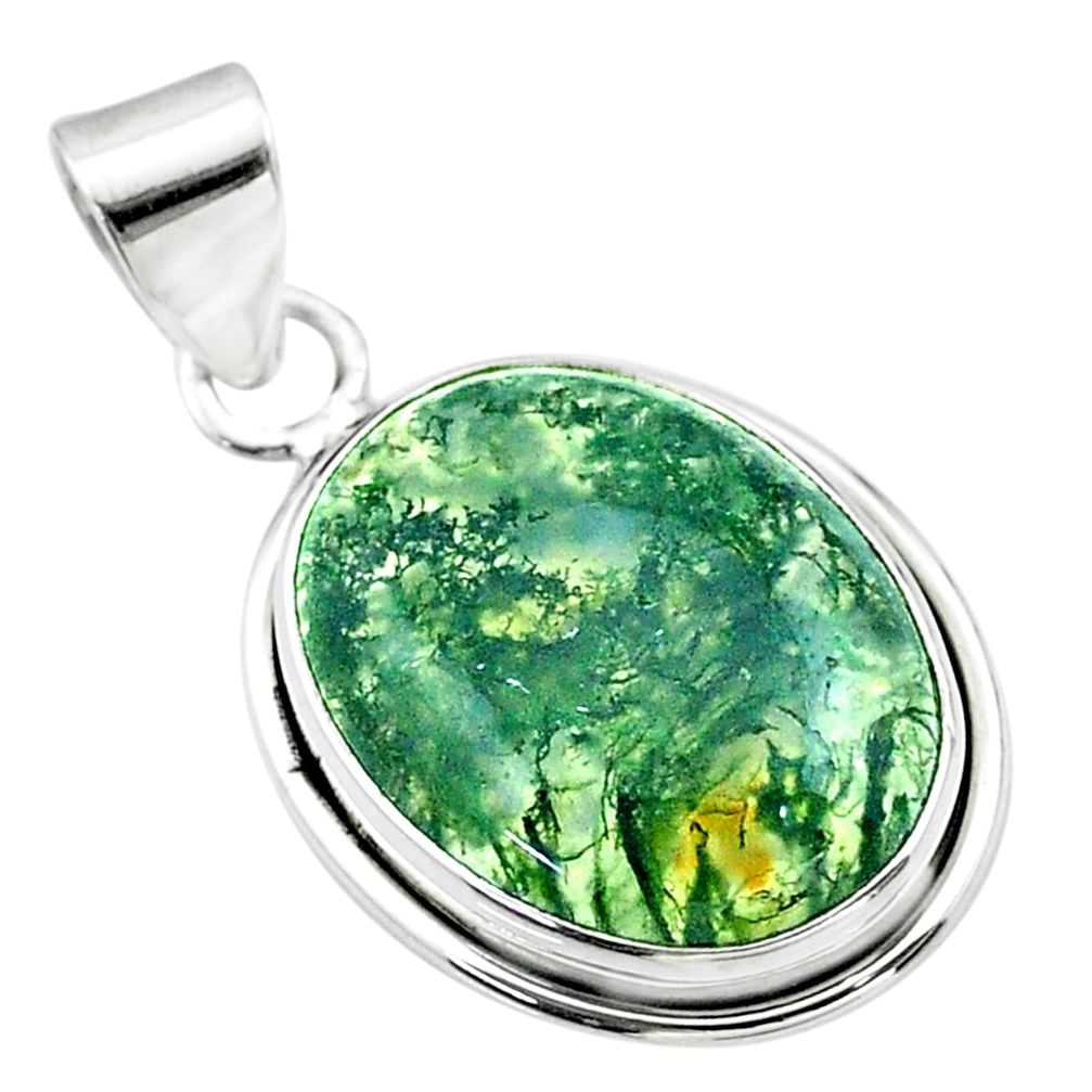 13.17cts natural green moss agate 925 sterling silver pendant jewelry t53593