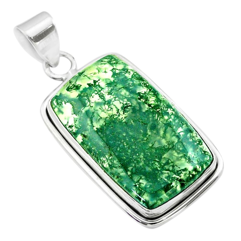 18.17cts natural green moss agate 925 sterling silver pendant jewelry t53595