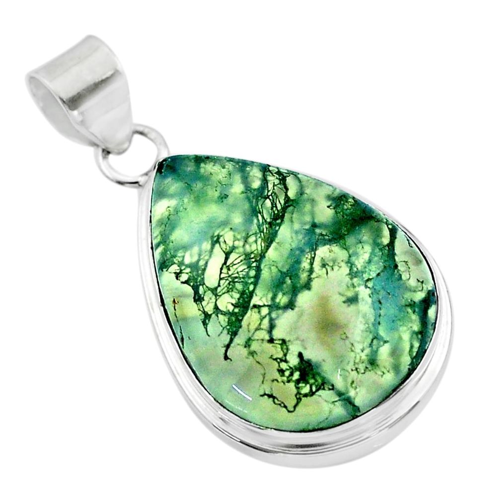 22.02cts natural green moss agate 925 sterling silver pendant jewelry t53598