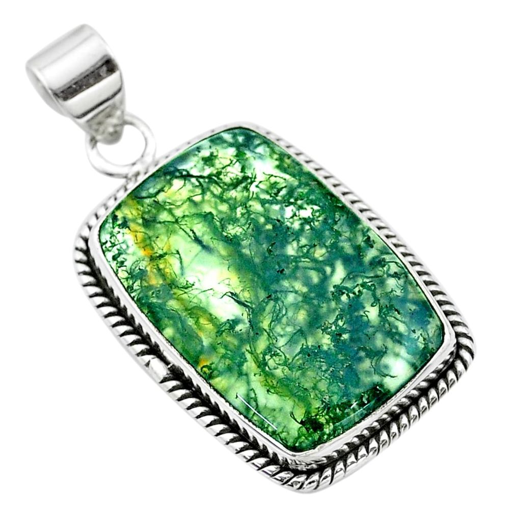 18.15cts natural green moss agate 925 sterling silver pendant jewelry t53601