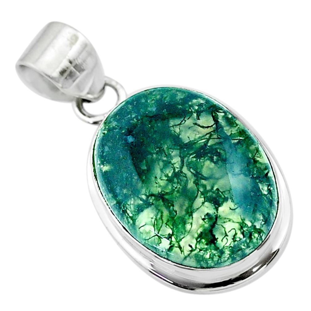 16.70cts natural green moss agate 925 sterling silver pendant jewelry t53602