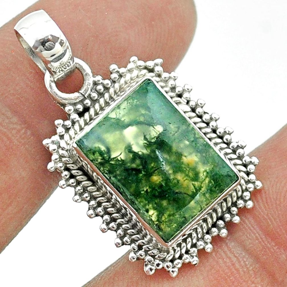 6.85cts natural green moss agate 925 sterling silver pendant jewelry t56001