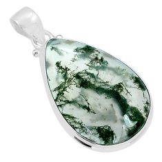 18.38cts natural green moss agate 925 sterling silver pendant jewelry u78447