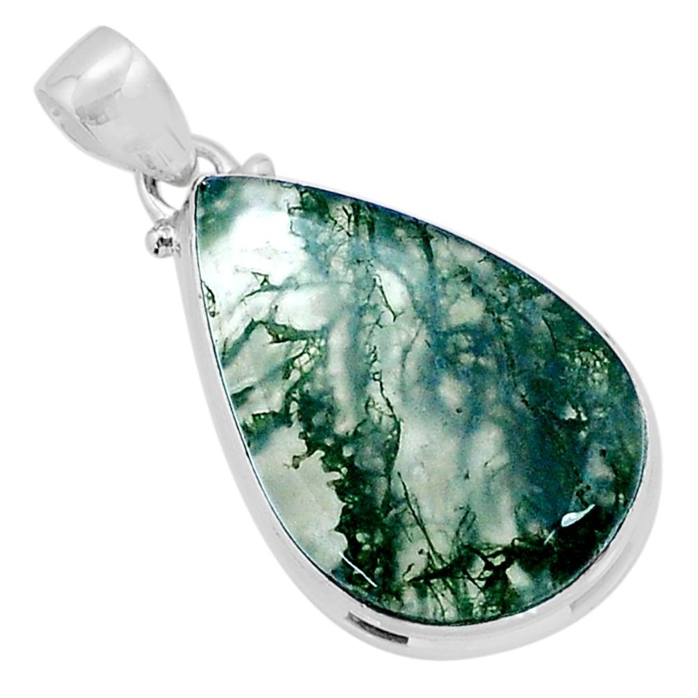 17.42cts natural green moss agate 925 sterling silver pendant jewelry u78451