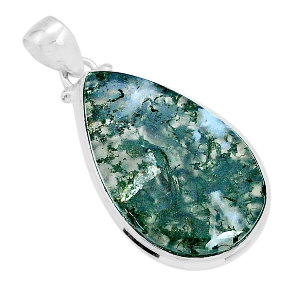 18.31cts natural green moss agate 925 sterling silver pendant jewelry u78661