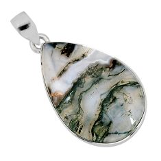 17.02cts natural green moss agate 925 sterling silver pendant jewelry y77312