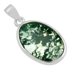 11.66cts natural green moss agate 925 sterling silver pendant jewelry y79461