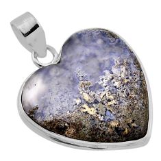 22.00cts natural green moss agate heart shape sterling silver pendant n35076