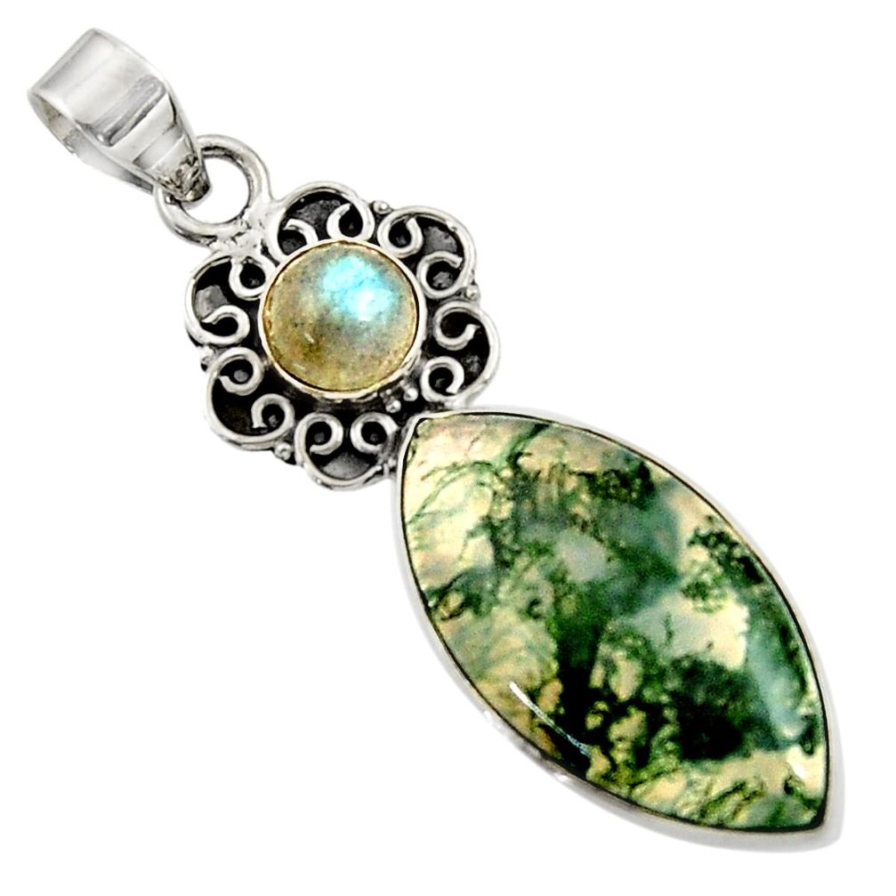  green moss agate labradorite 925 sterling silver pendant d45106