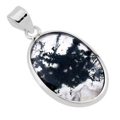 14.12cts natural green moss agate oval sterling silver pendant jewelry n32057