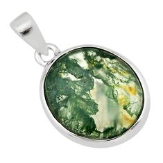 10.18cts natural green moss agate oval sterling silver pendant jewelry y79466