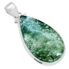 18.46cts natural green moss agate pear sterling silver pendant jewelry u78331