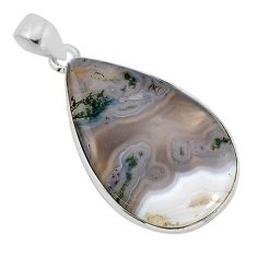 15.10cts natural green moss agate pear sterling silver pendant jewelry y77306