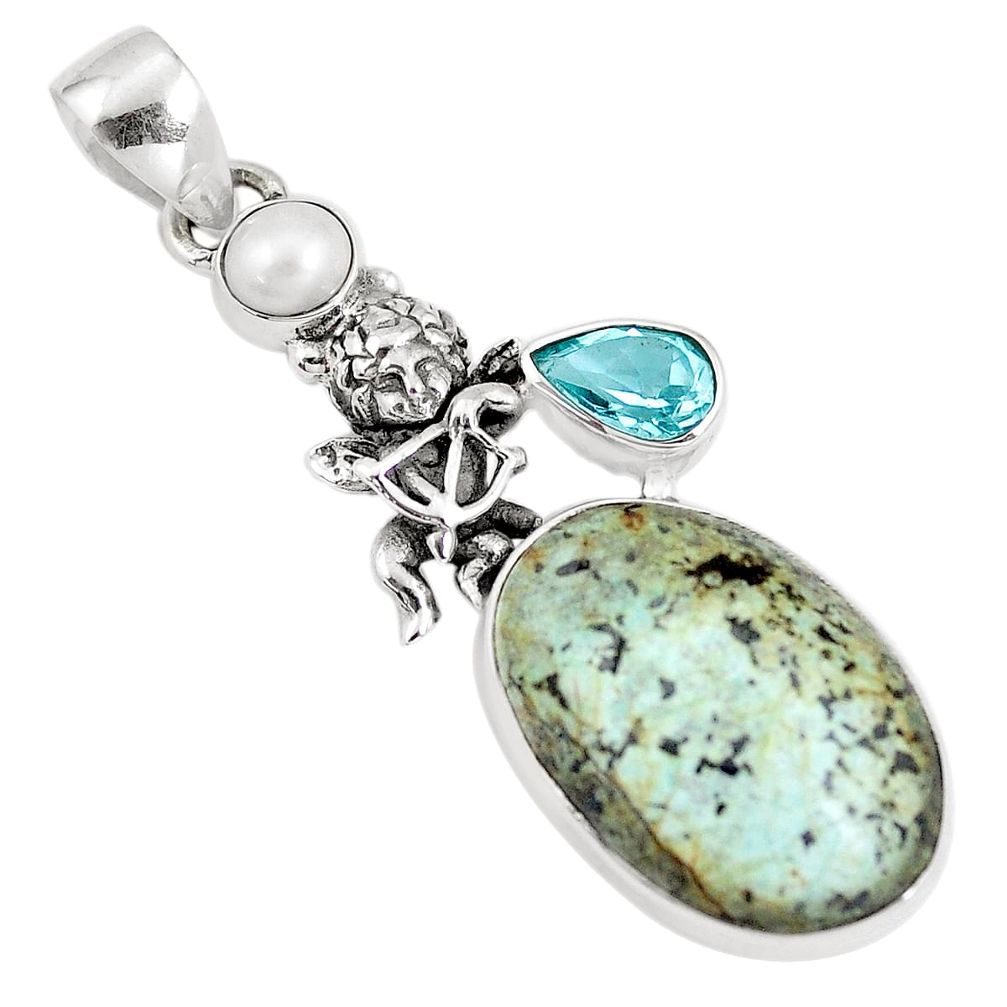 rwegian turquoise 925 silver cupid angel wings pendant p10810