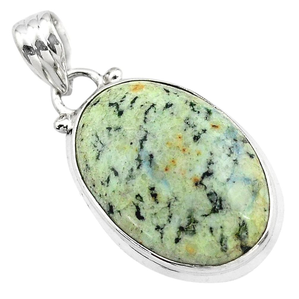 13.15cts natural green norwegian turquoise 925 sterling silver pendant p85174