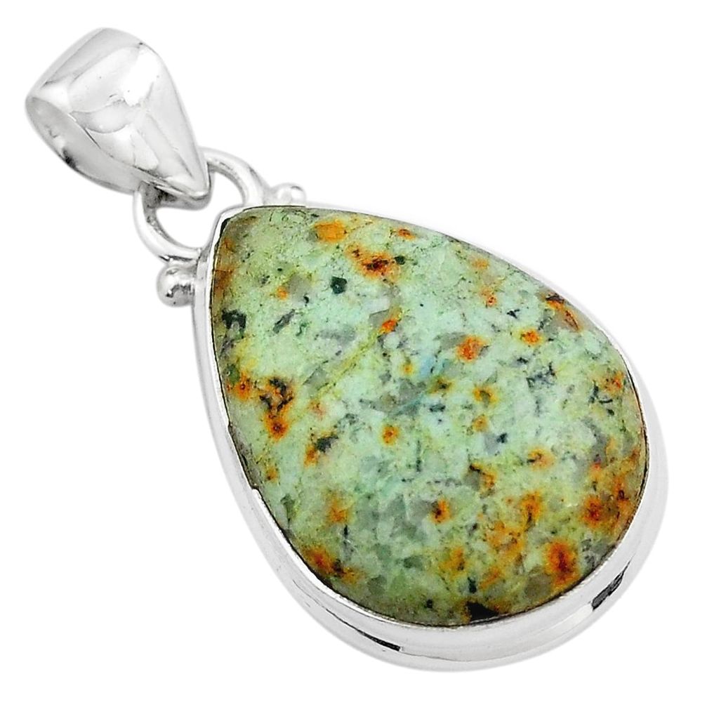 14.23cts natural green norwegian turquoise 925 sterling silver pendant p85176