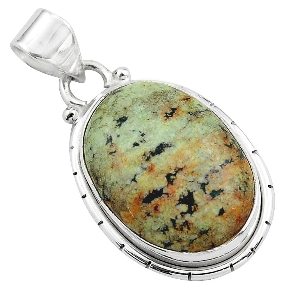 14.05cts natural green norwegian turquoise 925 sterling silver pendant p85180