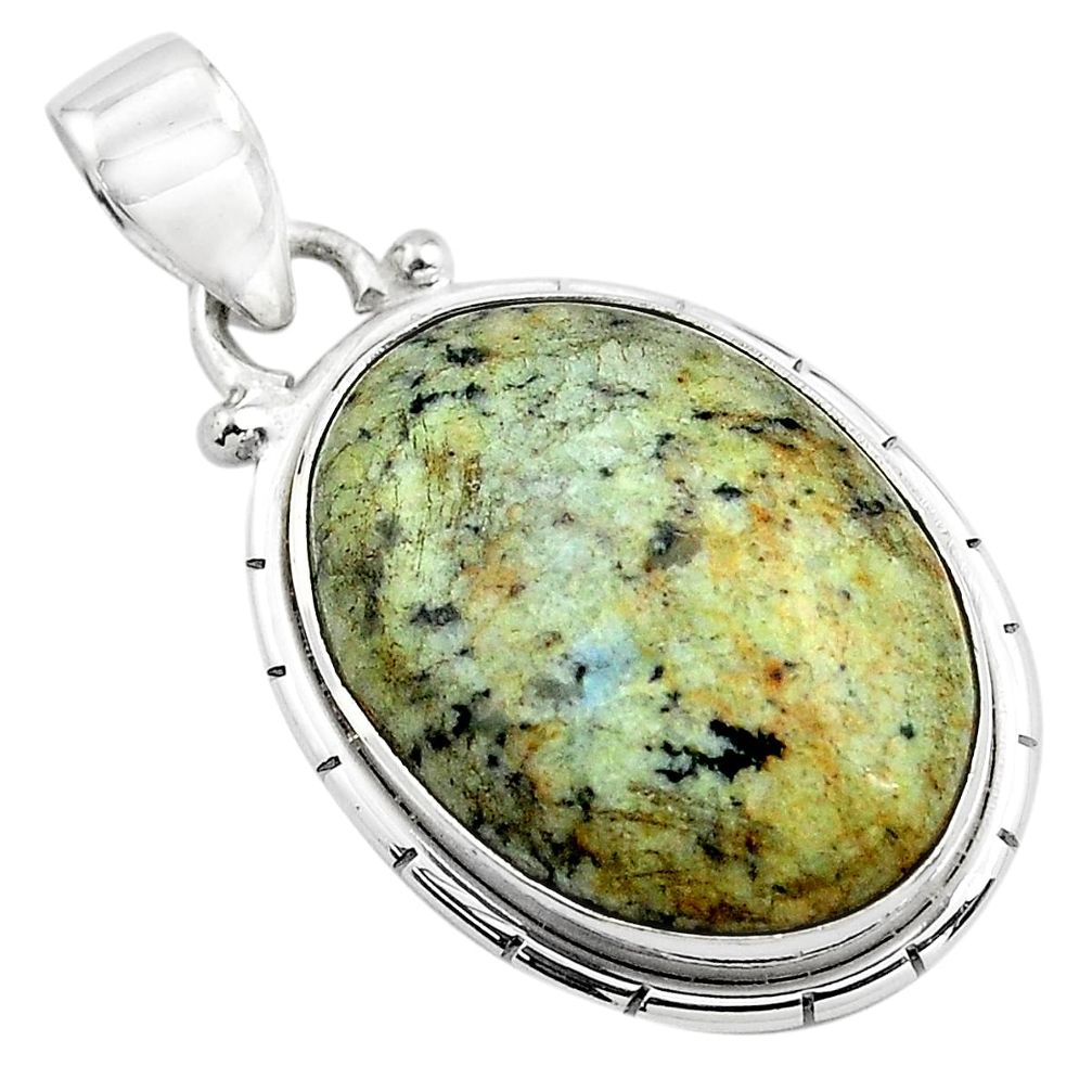  green norwegian turquoise 925 sterling silver pendant p85187