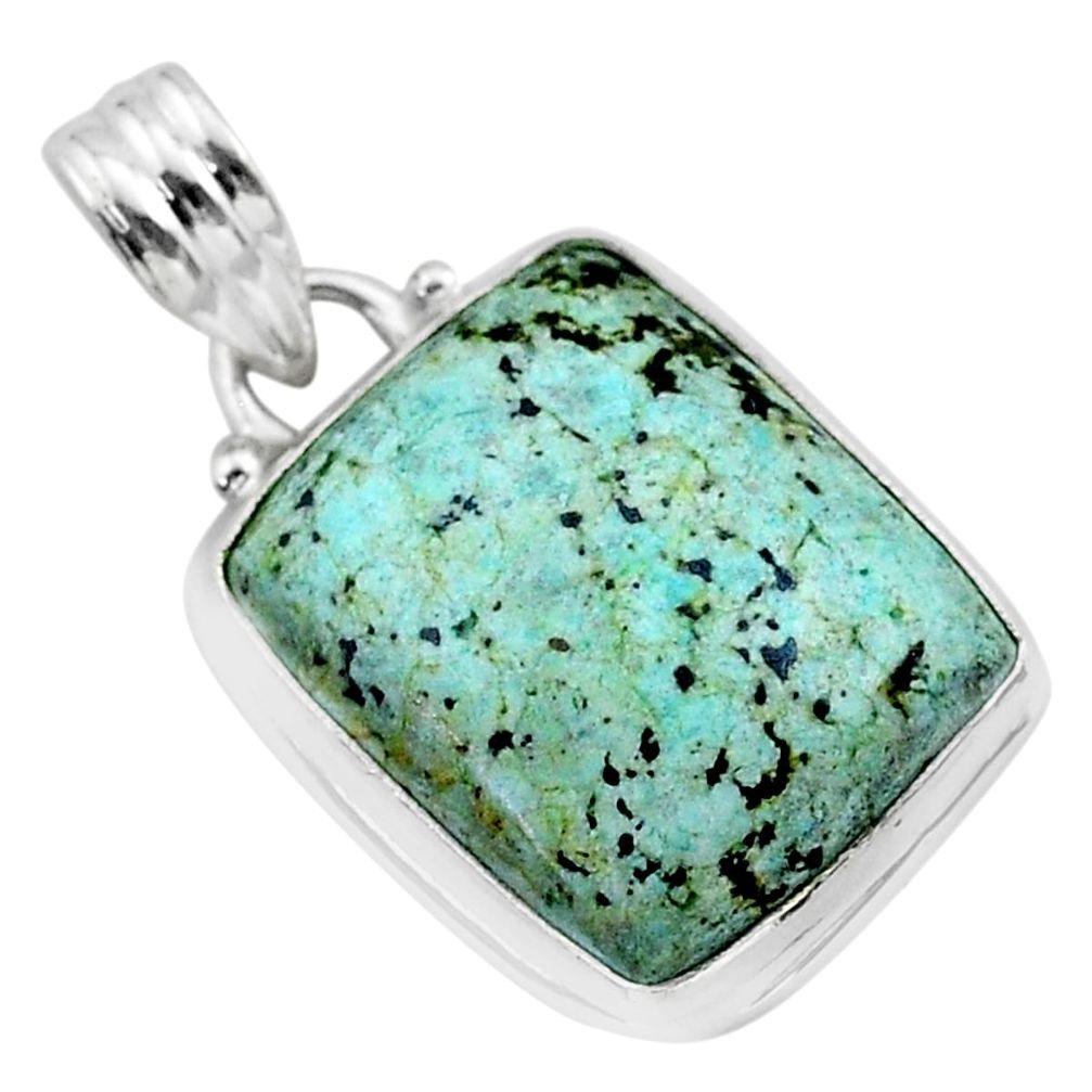 14.20cts natural green norwegian turquoise 925 sterling silver pendant t39320