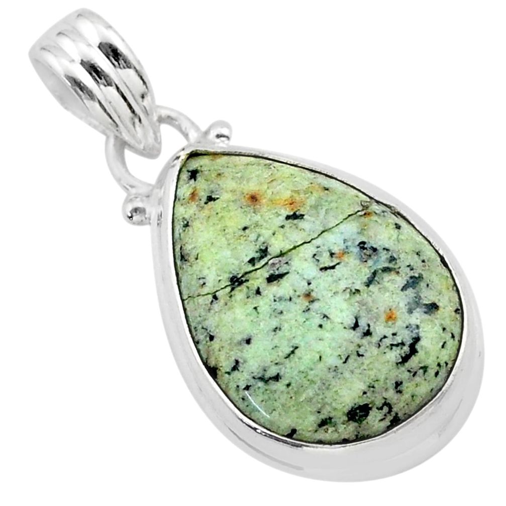 12.58cts natural green norwegian turquoise 925 sterling silver pendant t39338