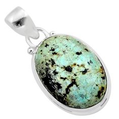 13.15cts natural green norwegian turquoise 925 sterling silver pendant t39357