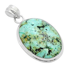 20.81cts natural green norwegian turquoise 925 sterling silver pendant u72624