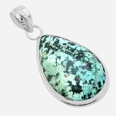 16.06cts natural green norwegian turquoise 925 sterling silver pendant u72626