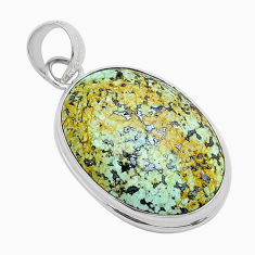 17.95cts natural green norwegian turquoise 925 sterling silver pendant u72630
