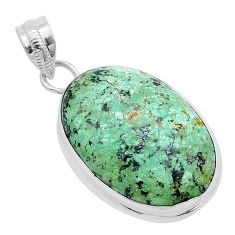 17.42cts natural green norwegian turquoise 925 sterling silver pendant u72634