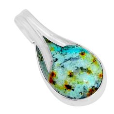 7.48cts natural green norwegian turquoise 925 sterling silver pendant y5278