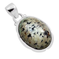 9.67cts natural green norwegian turquoise oval sterling silver pendant n25471