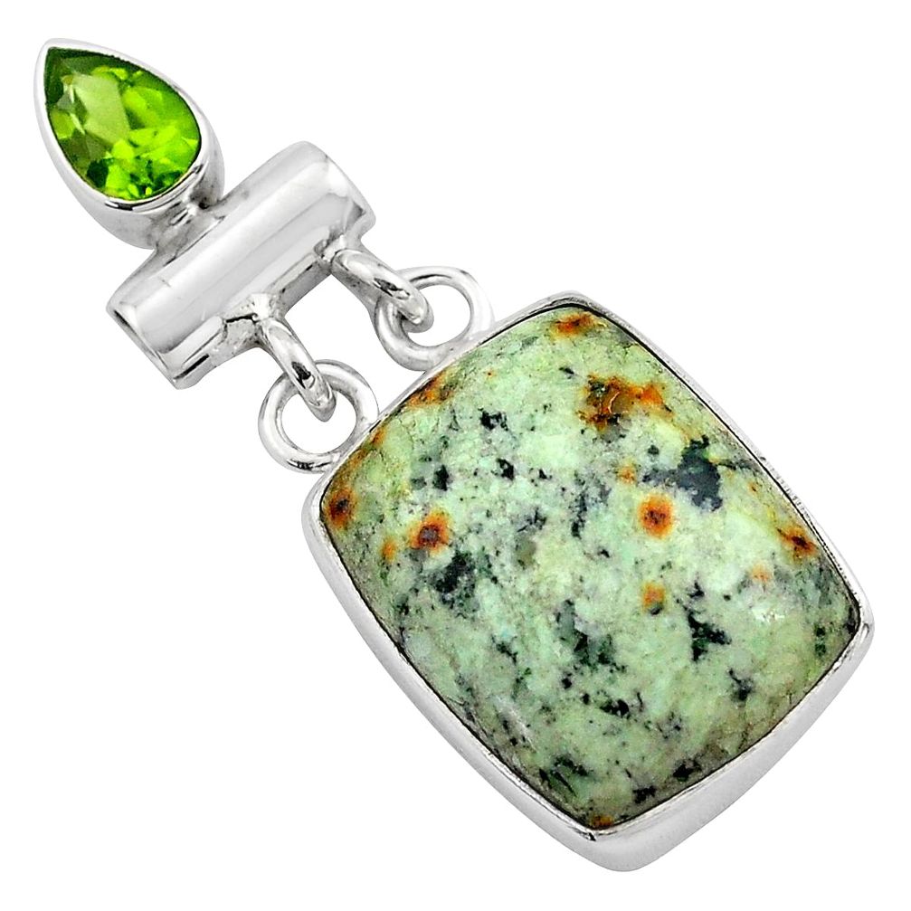  green norwegian turquoise peridot 925 silver pendant p85198