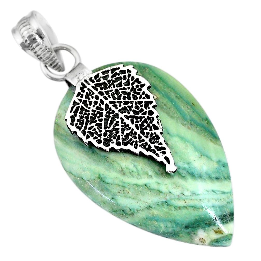  green opal 925 sterling silver deltoid leaf pendant r91414