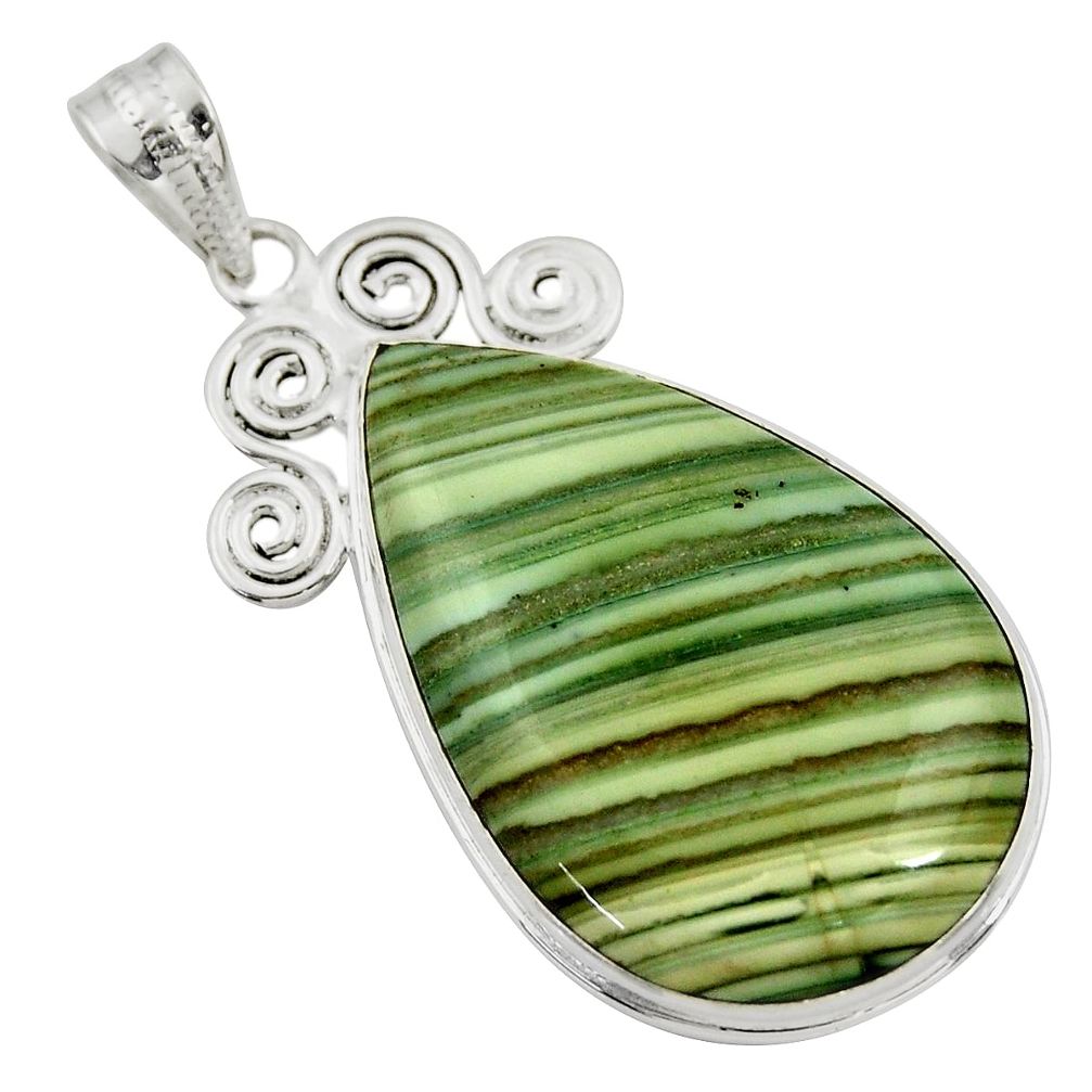 29.32cts natural green opal 925 sterling silver pendant jewelry r30562