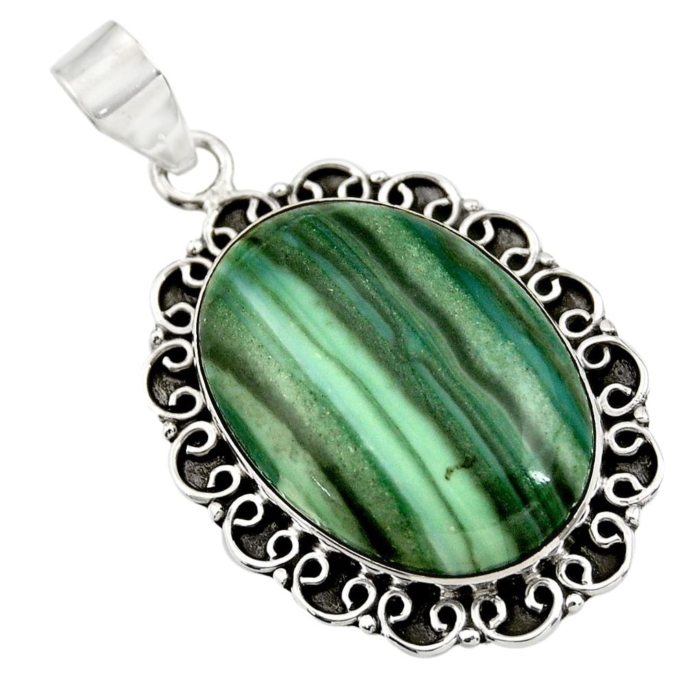 25.19cts natural green opal 925 sterling silver pendant jewelry r30566