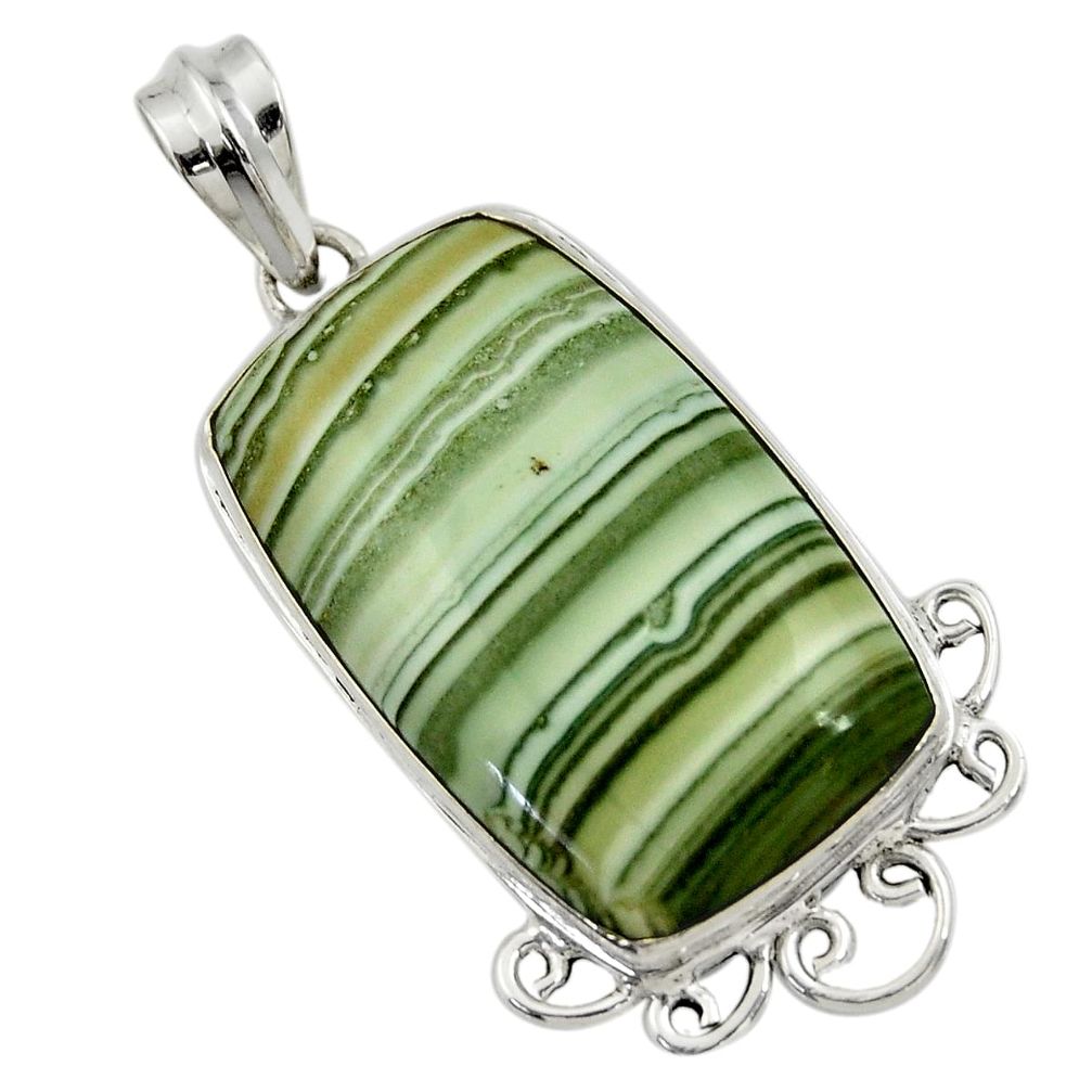 25.60cts natural green opal 925 sterling silver pendant jewelry r30569